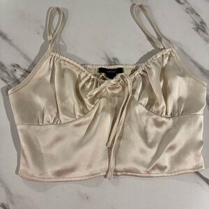 Forever 21 Cream Satin Chic Top